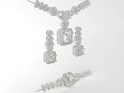 Two-tone gold jewelry set with diamonds and model  js0004 3D print model