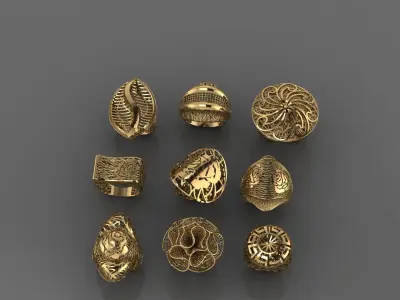 9 Fusion Ring PACK STL READY 3D print model