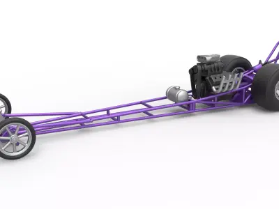 Front engine dragster with V8 Scale 1 to 25 3D print model