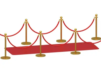 Red carpet Gold And Silver Stanchion 3D model