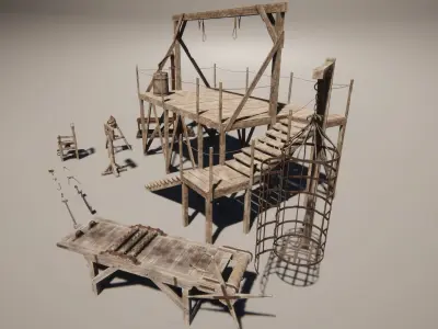 Medieval Torture Pack Low-poly 3D model