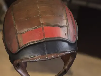 Vintage Leather Pilot Helmet Low-poly 3D model