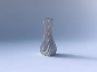 Vase puffy triangle with extruded vertical lines 2 3D print model purchase