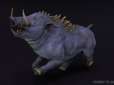 Boar creature Low-poly 3D model