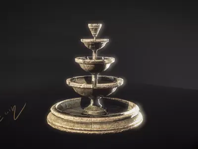 Old  Medieval Fountain  Free low-poly 3D model