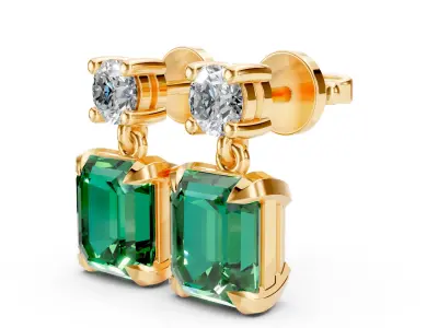 Emerald Cut Happy Earrings 3D print model