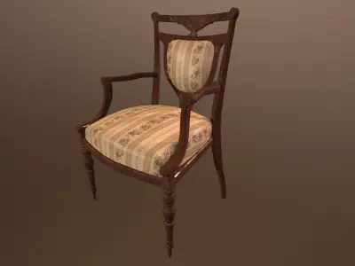 Antique chair -PBR Game Ready 3D model Low-poly 3D model