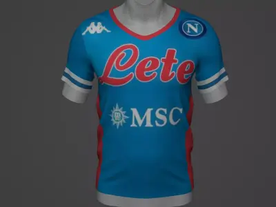 Napoli Football Jersey T-Shirt - Soccer Kit Low-poly 3D model