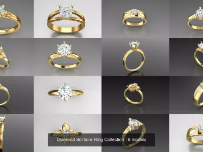 Diamond Solitaire Ring Collection 3D Model Pack