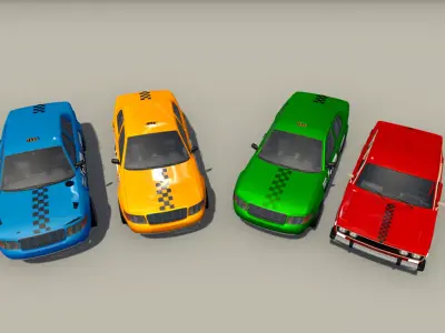 Taxi Car Pack Low-poly 3D model
