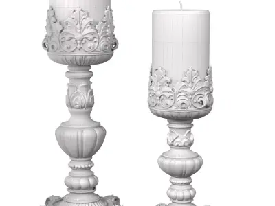 Bronze Antique Rustic Candlesticks Candle Holder Classic Style 3D model