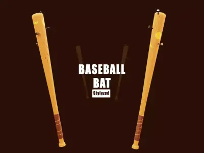 stylized baseball bat Low-poly 3D model
