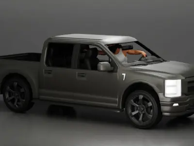 A masked gangster man riding in a car and holding a gun 3D print model