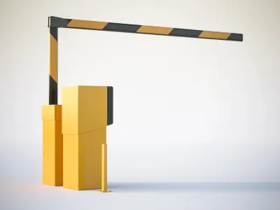 Yellow road barrier 3D model