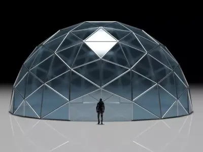Geodesic Dome with Door Opening and Glass Panels v1 3D model