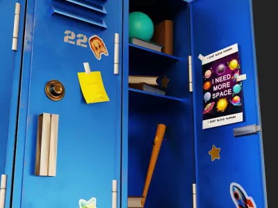 Stylized locker Free low-poly 3D model