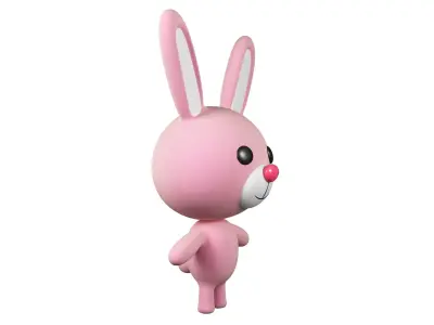 Rabbit cartoon character 01  Low-poly 3D model