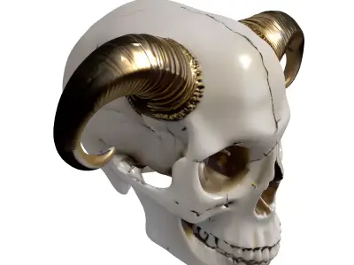 Demonic Horned Skull Low-poly 3D model