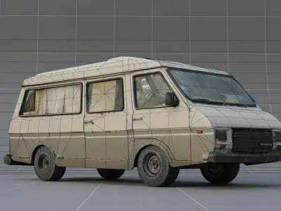 Gray car  Low-poly 3D model