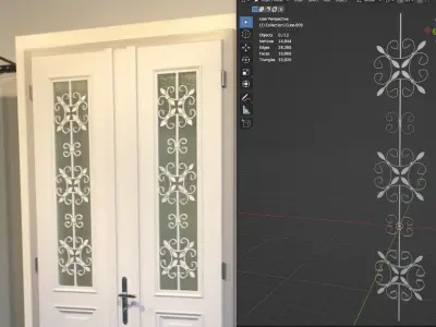 Modular Forged Fencing Set Low-poly 3D model