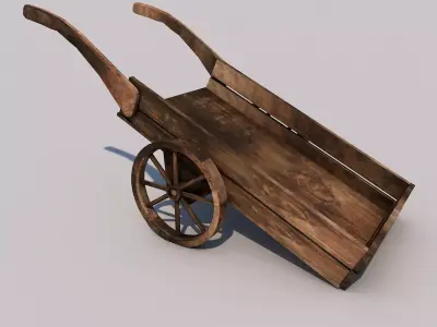 Wood Medieval Transport Cart Low-poly 3D model