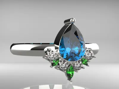 luxury mix stone ring 3D print model