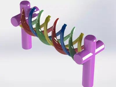 connector 5 bench made of colorful plastic Free 3D model