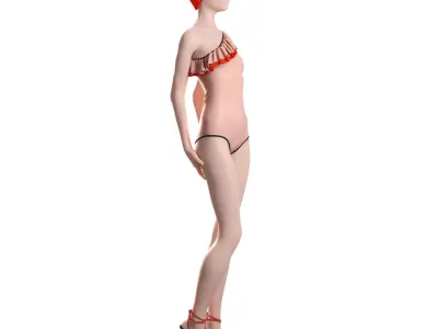 Roksanda Ilincic Retro Swimwear Type 4 pose 01 3D model