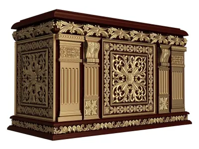 Chest 01 Red Low-poly 3D model