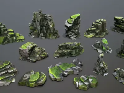 forest rocks Low-poly 3D model