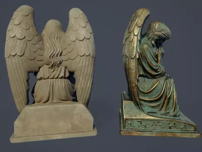 Angel Statue PBR Low-poly 3D model