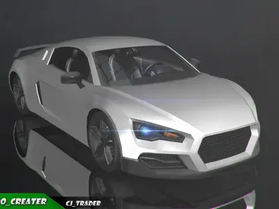 Low-Poly Racing Car Audi R8 3D Model  Low-poly 3D model
