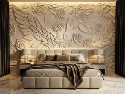 modern panel wall decor set relief stl mural CNC 282  3D model