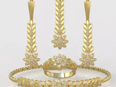 Ring Bracelet Earring and Pendant Set 3D printable model 0019 3D Model Pack