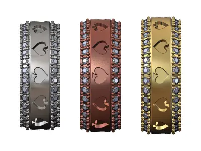 Ace of spades diamond sides cigar band US sizes 7 8 9 3D print model