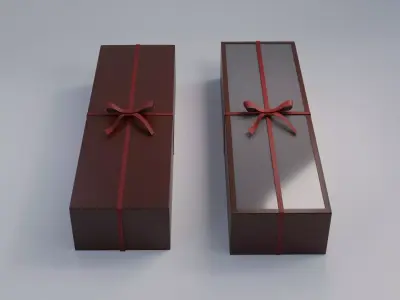 Gift Box Rectangle shape with Ribbon Low-poly 3D model