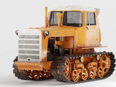 set of DT-75 clean diesel tractor in 6 color variants iv7 Low-poly 3D model