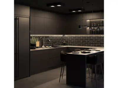 Kitchen Modernist Black Free 3D model