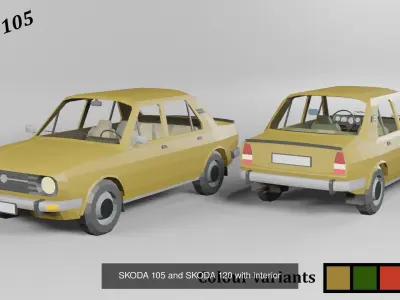 Lowpoly soviet cars PACK Trabant and Skoda