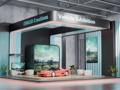High-quality futuristic Car Exhibition Booth Designed 3D model