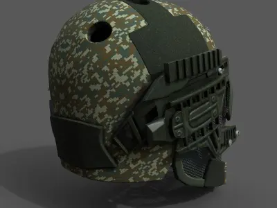 Helmet military combat soldier scifi fantasy human protection  Low-poly 3D model