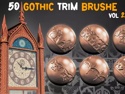 50 Gothic Trim Brushes  and  3D Models   Vol 23   3D model
