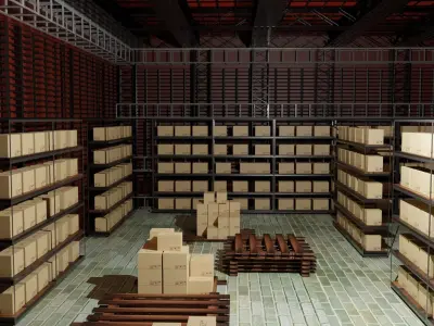 Warehouse Interior Low-poly 3D model