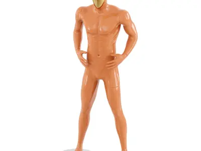 Sports fitness mannequin with golden face 165 3D model