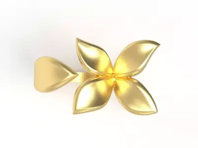 Flower Ring  Gold Jewelry Design for 3D printing and Rendering  3D print model