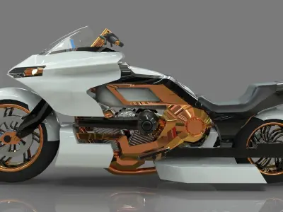Conceptual motorcycle Low-poly 3D model