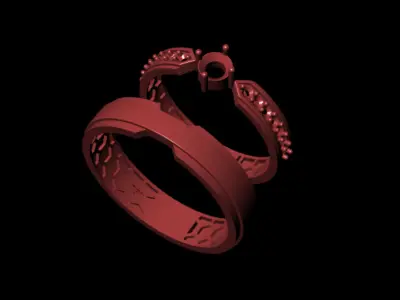 wedding ring 3D print model 10