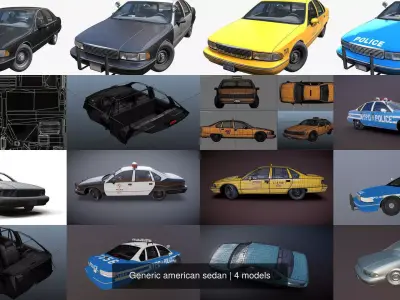 Generic american sedan 3D Model Pack