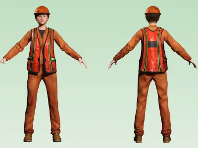 Realistic Youth Construction Worker 3D Character Asset Low-poly 3D model