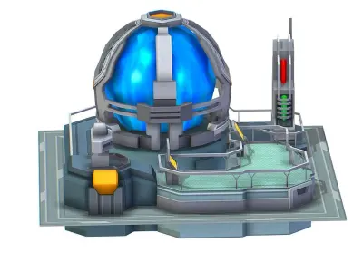 isometrical UFO radar platform station upgrade 2 Low-poly 3D model